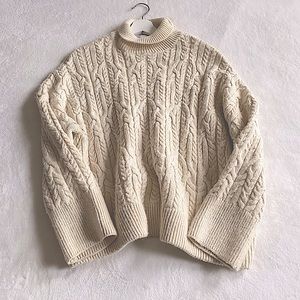 Zara Knit turtle neck Sweater in Beige Cream
